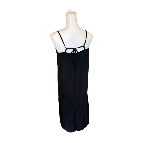 Old Navy Black Linen-Blend Midi Slip Dress – Size Medium (Preloved) - Picture 3 of 4
